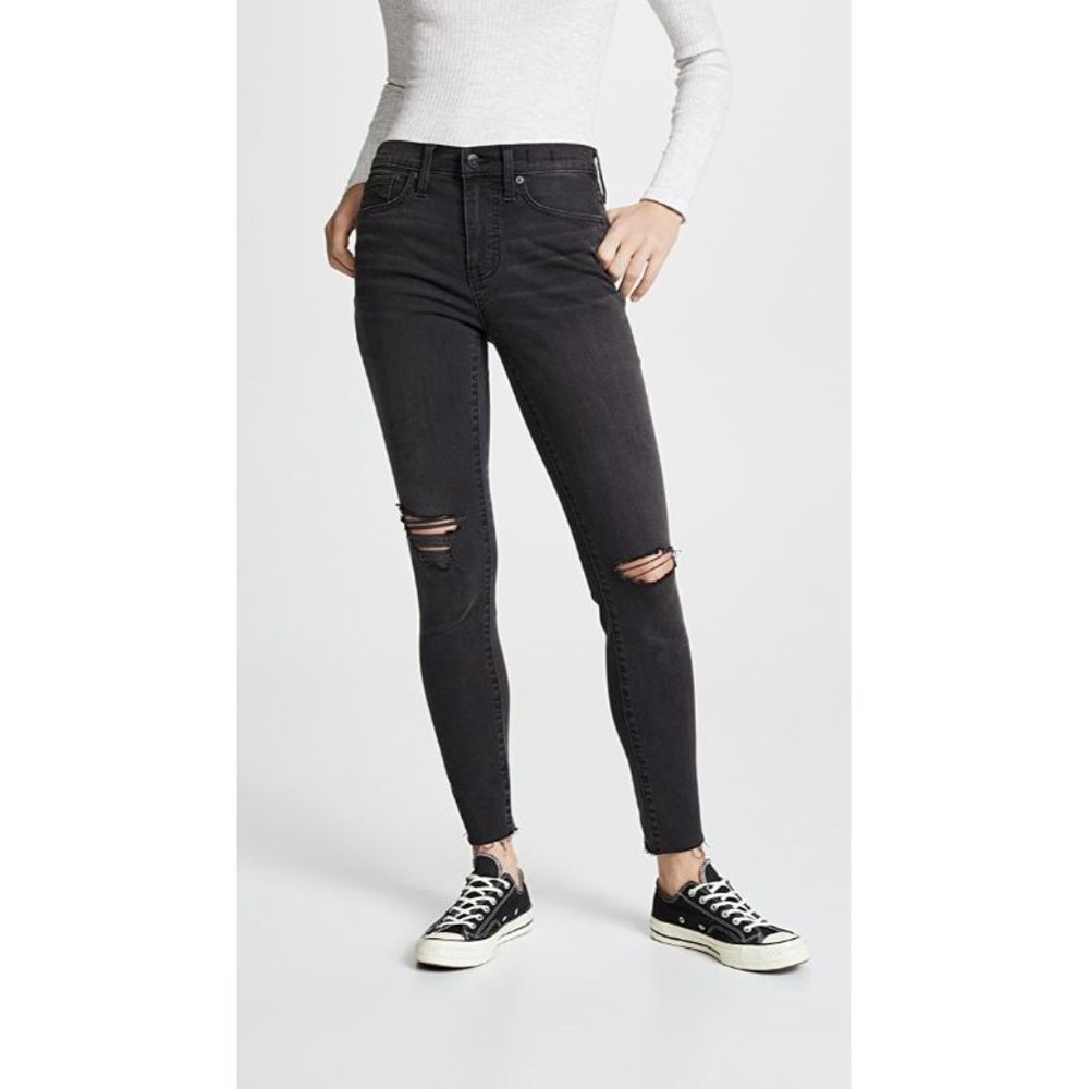 MADEWELL Women's Size‎ 29 9" High Rise Skinny Destructed Jeans Raw Hem